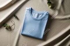 Light blue t shirt mockup with leaves and chain image Product Image 1