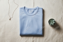 Blue t shirt necklace and succulent plant gold Product Image 1