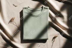 Folded pastel t shirt and dried flowers green Product Image 1