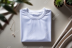 White t shirt jewelry plants fabric tshirt mockup Product Image 1