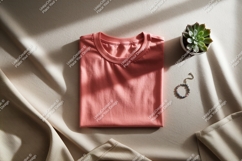 Coral shirt with plant and bracelet mockup succulent Product Image 1