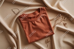 Terracotta shirt silver necklace dried plant orange Product Image 1