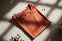 Terracotta shirt with ring and plants clothing fabric Product Image 1
