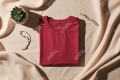 Crimson shirt draped fabric succulent jewelry image Product Image 1