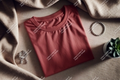 Terracotta t shirt with jewelry and plant bracelet Product Image 1