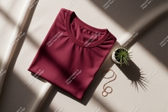 Maroon shirt plant necklace mockup image Product Image 1