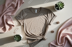 Tan t shirt pink fabric succulent necklace mockup Product Image 1