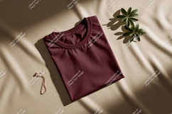Maroon T Shirt Mockup With Leaves image Product Image 1