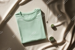 Mint green t shirt and necklace image Product Image 1