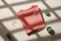 Coral t shirt with succulents and jewelry clothing Product Image 1