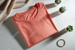 Coral t shirt with succulents and bracelet clothing Product Image 1