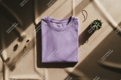 Folded lavender t shirt with plant and jewelry image Product Image 1