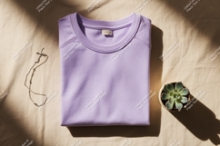 Folded lavender sweatshirt with necklace and succulent Product Image 1