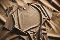 Tan t shirt with plant and beads brown clothing Product Image 1