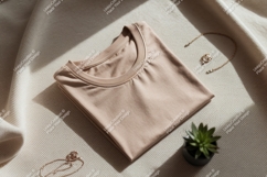 Folded beige t shirt jewelry plant image Product Image 1
