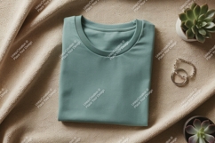 Teal t shirt jewelry plant mockup clothing apparel Product Image 1