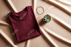 Maroon t shirt succulent bracelet mockup Product Image 1