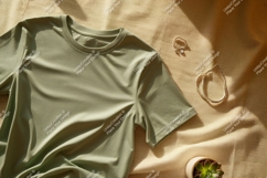 Sage green t shirt jewelry plant mockup image Product Image 1