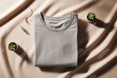 Folded grey t shirt with plants image Product Image 1