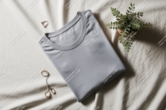 Gray t shirt with jewelry and plant mockup t-shirt Product Image 1