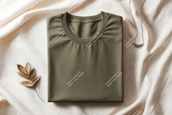 Olive shirt with necklace and leaf folded silver Product Image 1