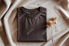 Dark brown t shirt and dried flowers mockup clothing Product Image 1