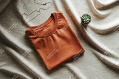 Folded terracotta shirt with succulent and ne Product Image 1