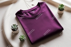 Plum colored t shirt with succulents clothing apparel Product Image 1