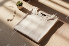 Cream t shirt jewelry plant mockup image Product Image 1