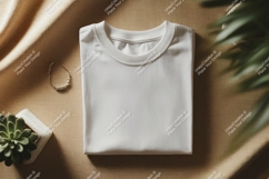 White t shirt mockup with succulent and bracelet clothing Product Image 1