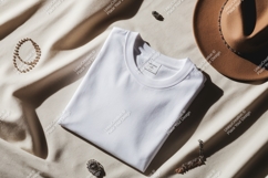 White t shirt with jewelry and hat mockup Product Image 1