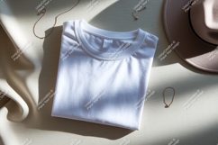 White t shirt gold necklace hat image Product Image 1