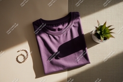 Purple T Shirt Pearl Bracelet Plant Mockup t-shirt Product Image 1