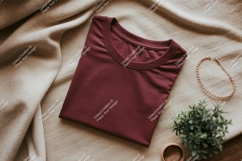 Maroon t shirt draped fabric tshirt jewelry Product Image 1