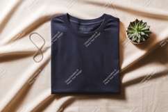Navy blue t shirt with plant and necklace image Product Image 1