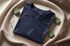 Navy blue t shirt mockup with succulents image Product Image 1
