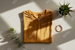 Mustard yellow t shirt plant bracelet mockup Product Image 1