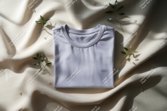 Light purple t shirt mockup with leaves clothing Product Image 1