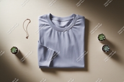 Folded lavender t shirt with necklace and succulents Product Image 1