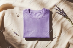 Folded lavender t shirt with dried flowers and jewelry Product Image 1