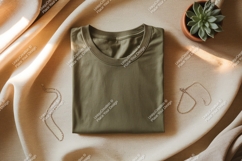Olive green t shirt mockup with jewelry image Product Image 1