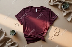Burgundy T shirt with rolled sleeves image Product Image 1