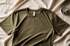 Olive green t shirt with necklace and succulent image Product Image 1