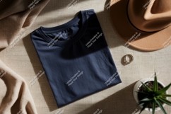 Navy blue t shirt with hat and ring mockup t-shirt Product Image 1