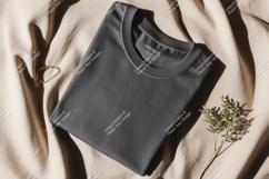 Dark gray t shirt with gold bracelet and plant image Product Image 1