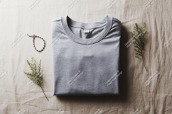 Gray t shirt with bracelet and greenery image Product Image 1