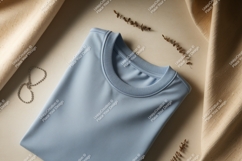 Light blue shirt with silver necklace Product Image 1