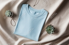 Blue shirt succulent jewelry mockup plant Product Image 1