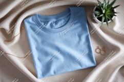 Blue cotton t shirt gold jewelry image Product Image 1