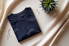 Navy blue t shirt with jewelry and plant clothing Product Image 1